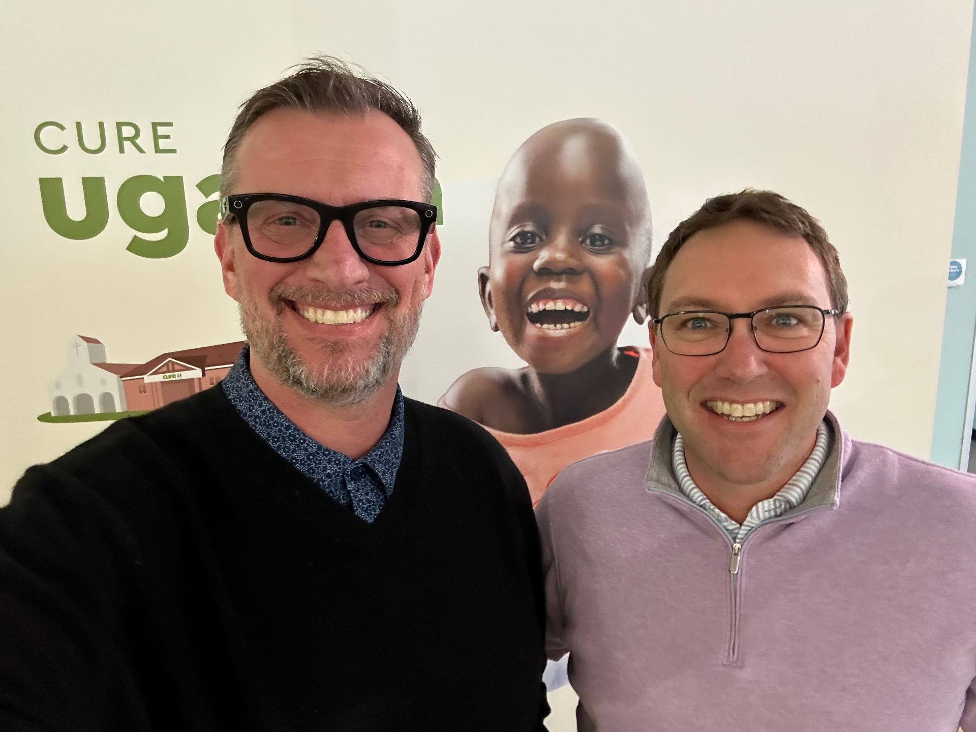 Justin Ahrens of Rule29 with Justin Narducci, CEO of CURE International, at CURE Headquarters, April 2024
