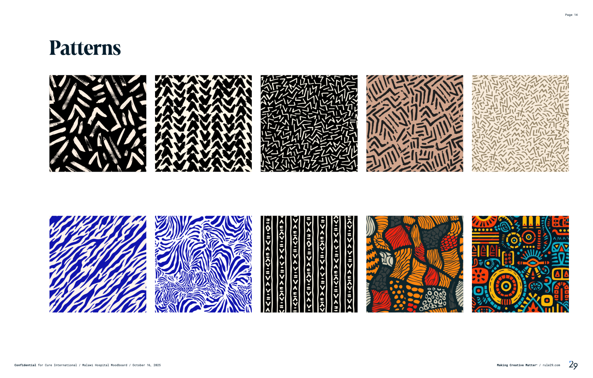 Pattern library of African-inspired textile and print motifs